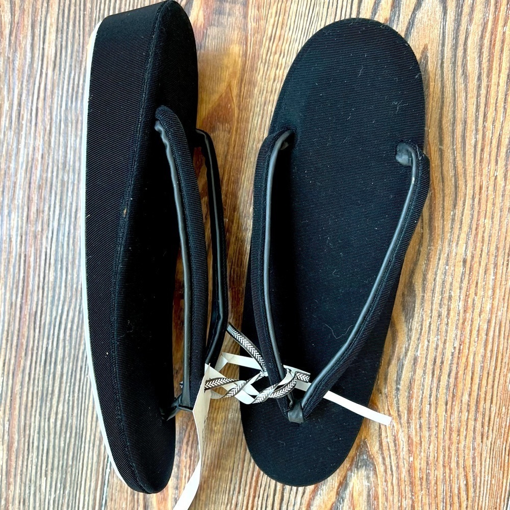 New Japanese Platforms platform thong sandals flip flop shoes black